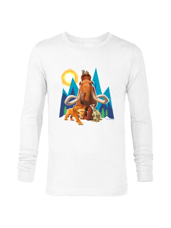 Ice Age Manfred Diego Sid and Scrat Cutout Mountains - Long Sleeve T-Shirt for Men - Customized-White