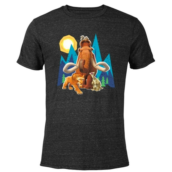 Ice Age Manfred Diego Sid and Scrat Cutout Mountains - Short Sleeve Blended T-Shirt for Adults - Customized-Black