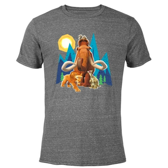 Ice Age Manfred Diego Sid and Scrat Cutout Mountains - Short Sleeve Blended T-Shirt for Adults - Customized-Dark Heather