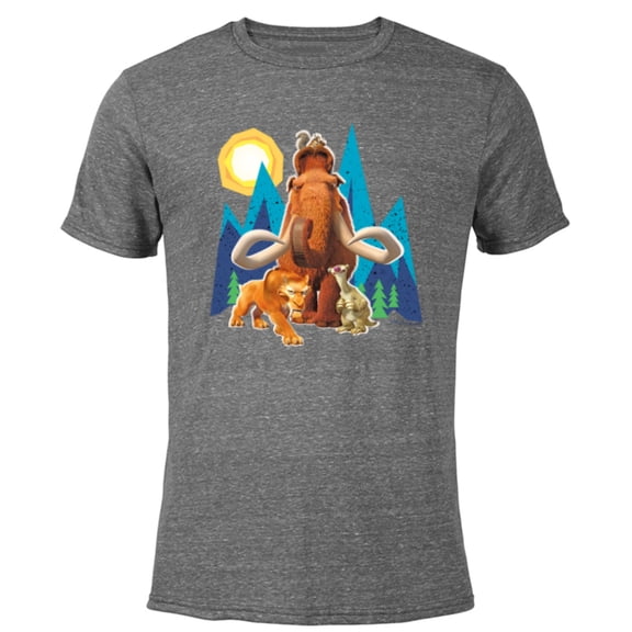 Ice Age Manfred Diego Sid and Scrat Cutout Mountains - Short Sleeve Blended T-Shirt for Adults - Customized-Dark Heather