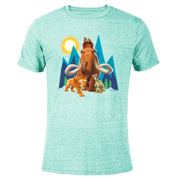 Ice Age Manfred Diego Sid and Scrat Cutout Mountains - Short Sleeve Blended T-Shirt for Adults - Customized-Ocean Blue
