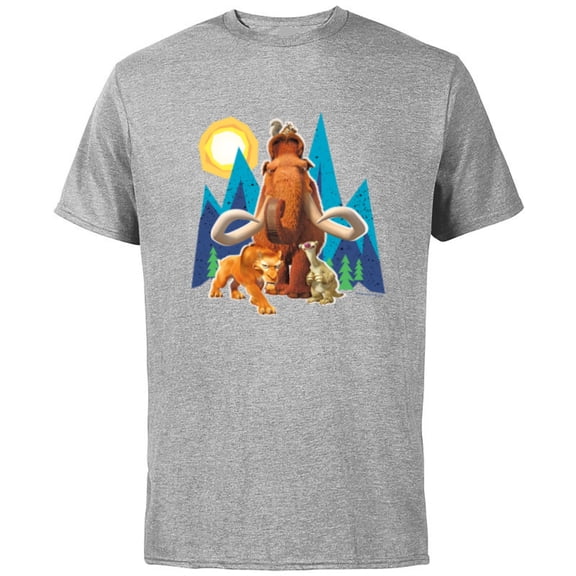 Ice Age Manfred Diego Sid and Scrat Cutout Mountains - Short Sleeve Cotton T-Shirt for Adults - Customized-Athletic Heather