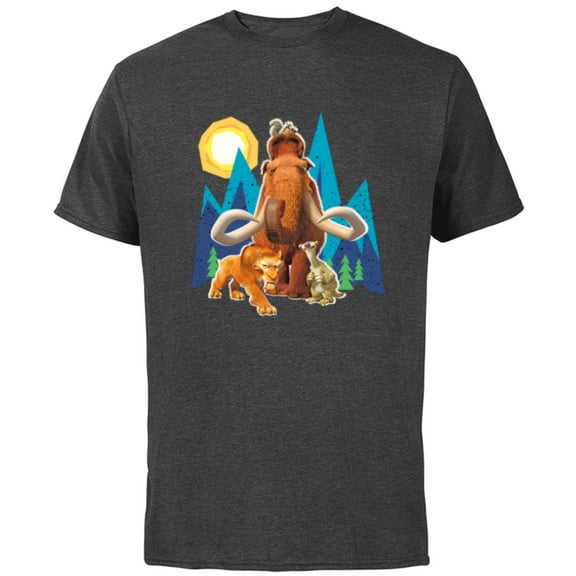 Ice Age Manfred Diego Sid and Scrat Cutout Mountains - Short Sleeve Cotton T-Shirt for Adults - Customized-Charcoal