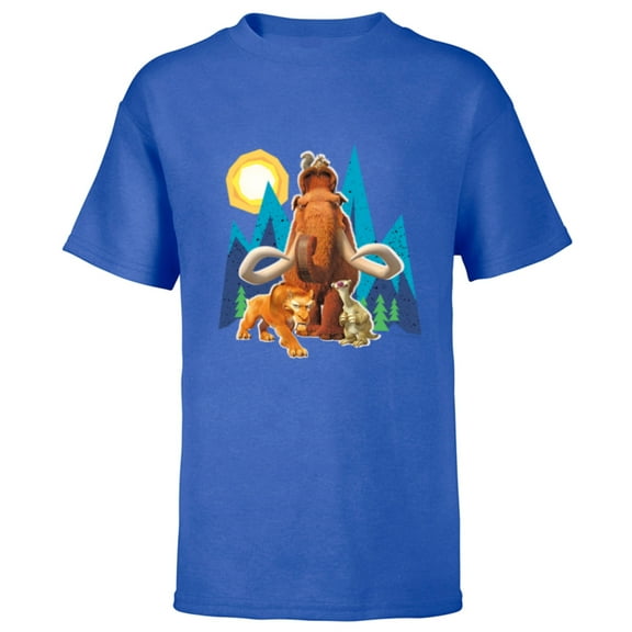 Ice Age Manfred Diego Sid and Scrat Cutout Mountains - Short Sleeve T-Shirt for Kids - Customized-Royal