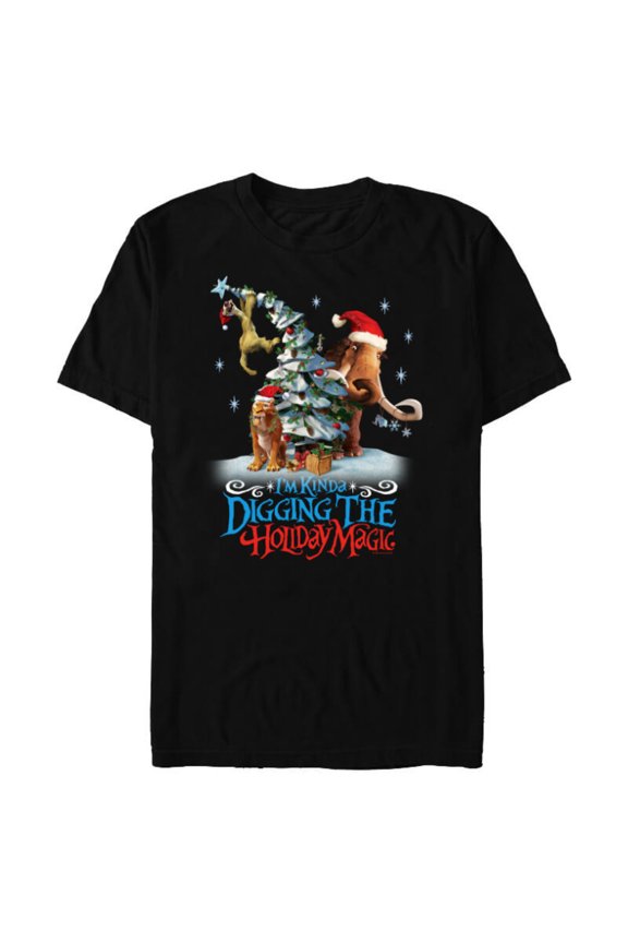 Ice Age Manny Diego and Sid Kinda Digging the Holiday Magic - Short Sleeve Blended T-Shirt for Adults - Customized-Black