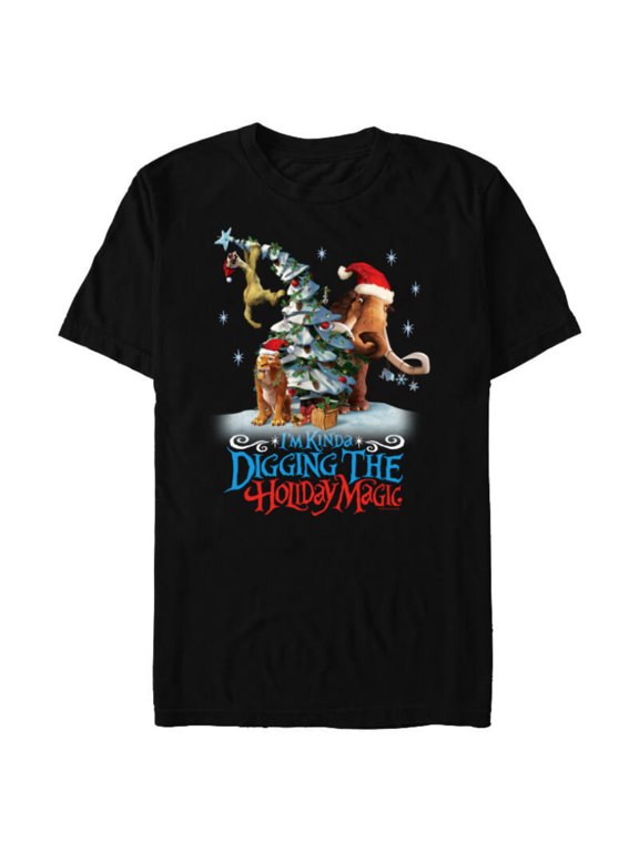 Ice Age Manny Diego and Sid Kinda Digging the Holiday Magic - Short Sleeve Blended T-Shirt for Adults - Customized-Black