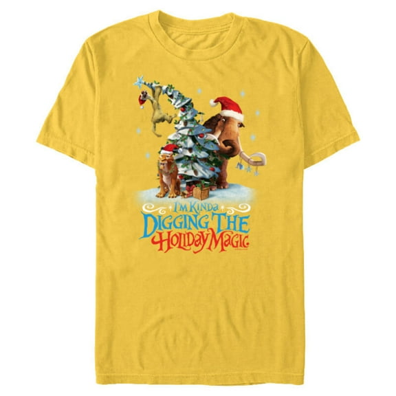 Ice Age Manny Diego and Sid Kinda Digging the Holiday Magic - Short Sleeve Blended T-Shirt for Adults - Customized-Yellow