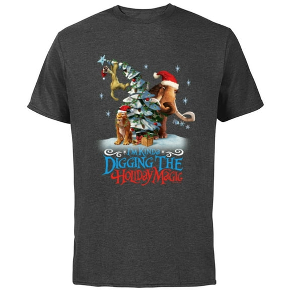 Ice Age Manny Diego and Sid Kinda Digging the Holiday Magic - Short Sleeve Cotton T-Shirt for Adults - Customized-Charcoal