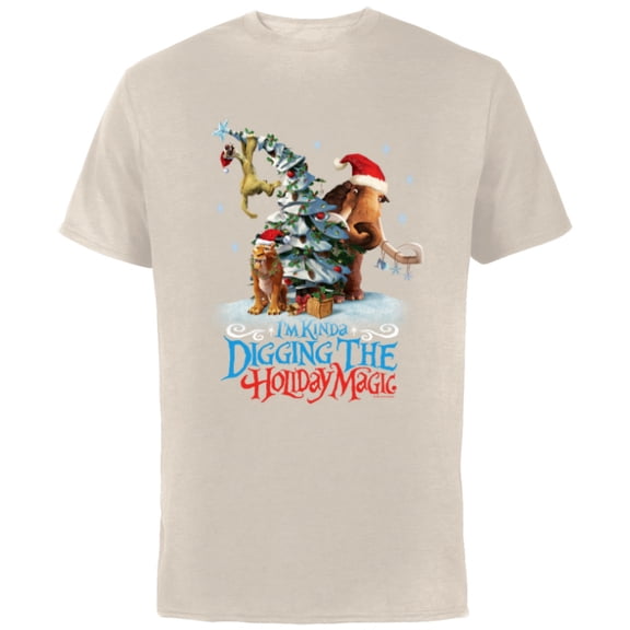 Ice Age Manny Diego and Sid Kinda Digging the Holiday Magic - Short Sleeve Cotton T-Shirt for Adults - Customized-Natural