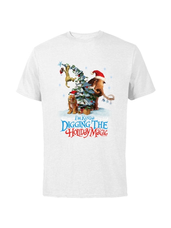 Ice Age Manny Diego and Sid Kinda Digging the Holiday Magic - Short Sleeve Cotton T-Shirt for Adults - Customized-White