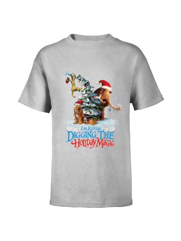 Ice Age Manny Diego and Sid Kinda Digging the Holiday Magic - Short Sleeve T-Shirt for Kids - Customized-Athletic Heather