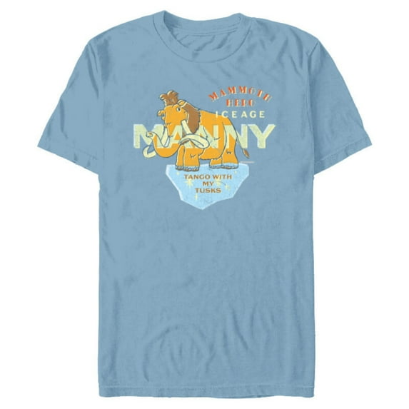 Ice Age Manny Mammoth Hero Tango with My Tusks - Short Sleeve Blended T-Shirt for Adults - Customized-Ocean Blue
