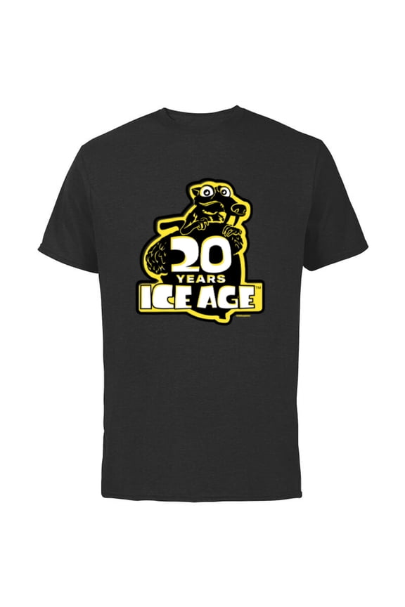 Ice Age Scrat Logo 20 Years Anniversary - Short Sleeve Cotton T-Shirt for Adults - Customized-Black