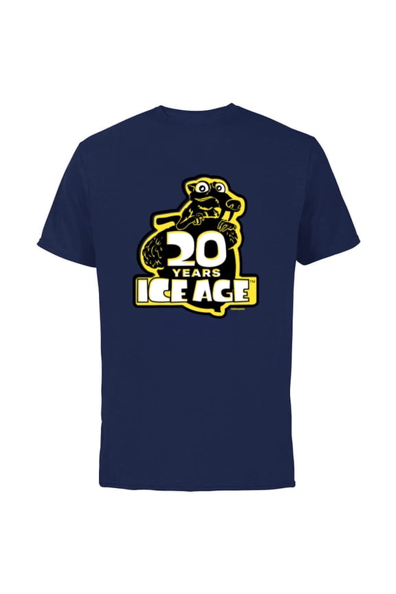 Ice Age Scrat Logo 20 Years Anniversary - Short Sleeve Cotton T-Shirt for Adults - Customized-Navy