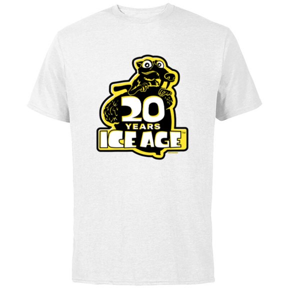 Ice Age Scrat Logo 20 Years Anniversary - Short Sleeve Cotton T-Shirt for Adults - Customized-White