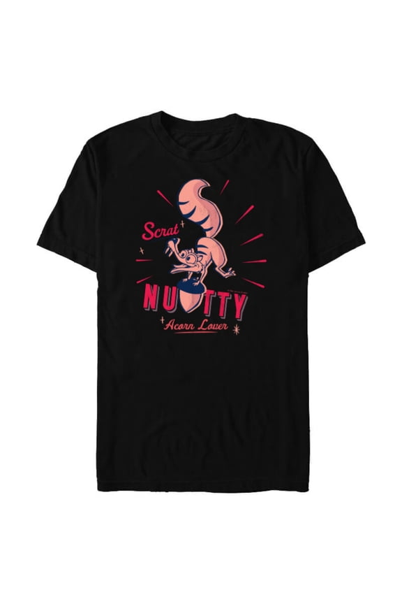 Ice Age Scrat Nutty Acorn Lover Halftone - Short Sleeve Blended T-Shirt for Adults - Customized-Black