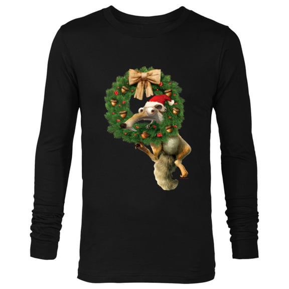 Ice Age Scrat Prehistoric Christmas Holiday Acorn Wreath - Long Sleeve T-Shirt for Men - Customized-Black