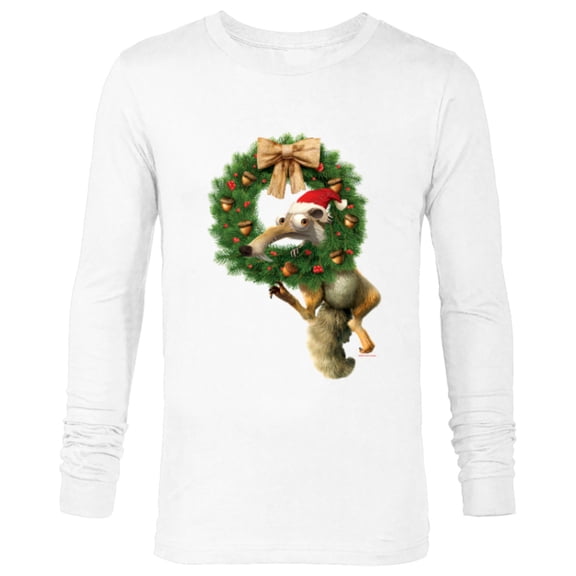 Ice Age Scrat Prehistoric Christmas Holiday Acorn Wreath - Long Sleeve T-Shirt for Men - Customized-White