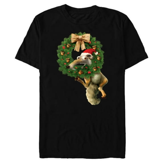 Ice Age Scrat Prehistoric Christmas Holiday Acorn Wreath - Short Sleeve Blended T-Shirt for Adults - Customized-Black