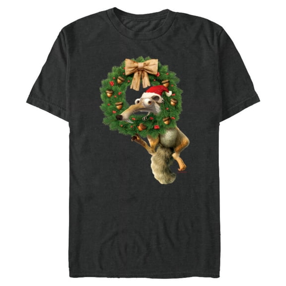 Ice Age Scrat Prehistoric Christmas Holiday Acorn Wreath - Short Sleeve Blended T-Shirt for Adults - Customized-Dark Heather