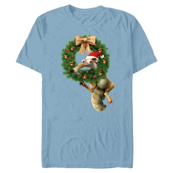 Ice Age Scrat Prehistoric Christmas Holiday Acorn Wreath - Short Sleeve Blended T-Shirt for Adults - Customized-Ocean Blue