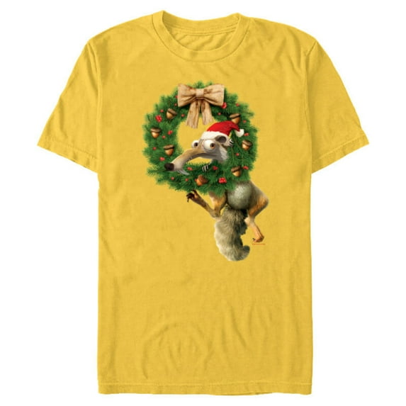 Ice Age Scrat Prehistoric Christmas Holiday Acorn Wreath - Short Sleeve Blended T-Shirt for Adults - Customized-Yellow