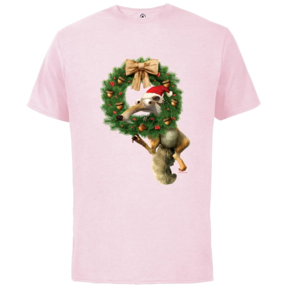 Ice Age Scrat Prehistoric Christmas Holiday Acorn Wreath - Short Sleeve Cotton T-Shirt for Adults - Customized-Soft Pink