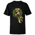 thumbnail image 1 of Ice Age Scrat Prehistoric Christmas Holiday Acorn Wreath - Short Sleeve T-Shirt for Kids - Customized-Black, 1 of 5