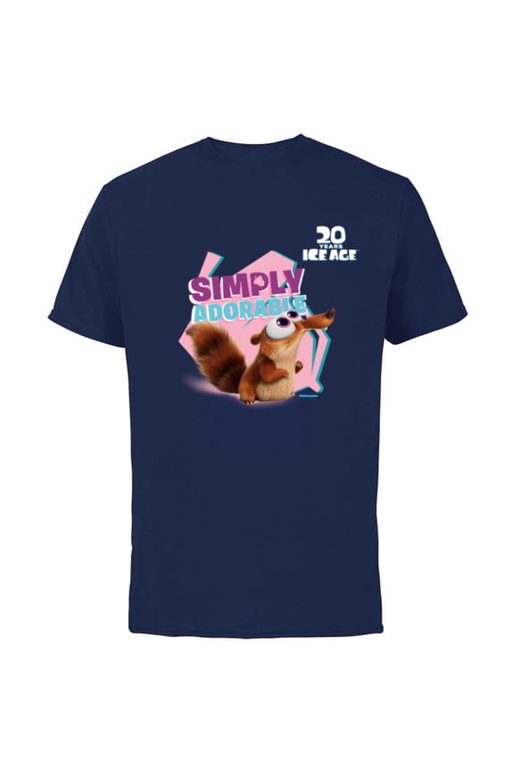 Ice Age Scrat Simply Adorable 20 Years Anniversary - Short Sleeve Cotton T-Shirt for Adults - Customized-Navy