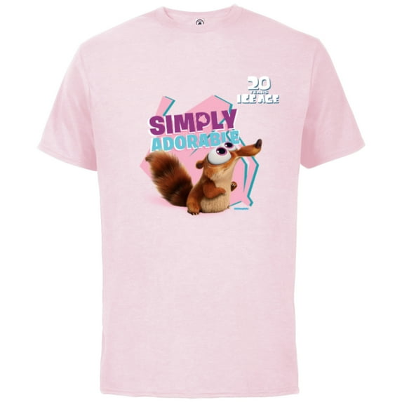 Ice Age Scrat Simply Adorable 20 Years Anniversary - Short Sleeve Cotton T-Shirt for Adults - Customized-Soft Pink