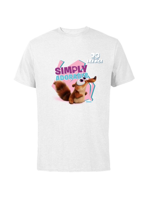 Ice Age Scrat Simply Adorable 20 Years Anniversary - Short Sleeve Cotton T-Shirt for Adults - Customized-White