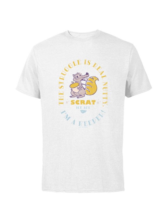 Ice Age Scrat The Struggle is Real Nutty - Short Sleeve Cotton T-Shirt for Adults - Customized-White