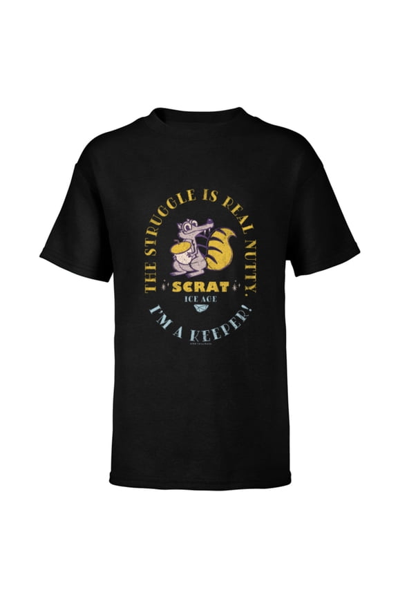 Ice Age Scrat The Struggle is Real Nutty - Short Sleeve T-Shirt for Kids - Customized-Black