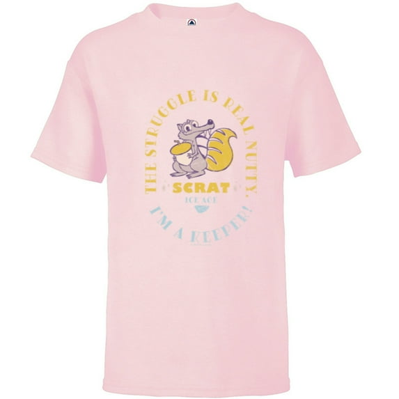Ice Age Scrat The Struggle is Real Nutty - Short Sleeve T-Shirt for Kids - Customized-Soft Pink