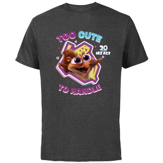 Ice Age Scrat Too Cute to Handle 20 Years Anniversary - Short Sleeve Cotton T-Shirt for Adults - Customized-Charcoal
