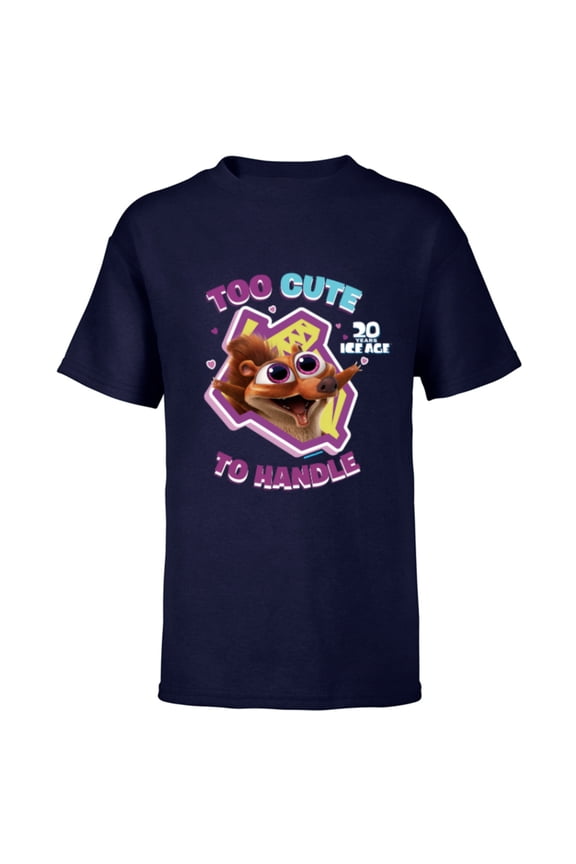 Ice Age Scrat Too Cute to Handle 20 Years Anniversary - Short Sleeve T-Shirt for Kids - Customized-Navy
