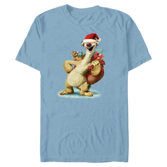 Ice Age Sid Prehistoric Santa for Christmas Holiday - Short Sleeve Blended T-Shirt for Adults - Customized-Ocean Blue