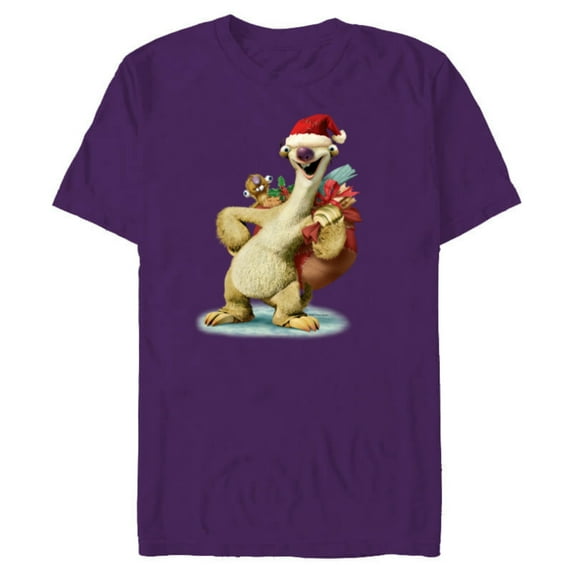 Ice Age Sid Prehistoric Santa for Christmas Holiday - Short Sleeve Blended T-Shirt for Adults - Customized-Purple