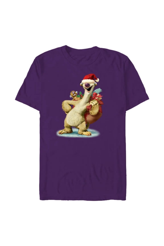Ice Age Sid Prehistoric Santa for Christmas Holiday - Short Sleeve Blended T-Shirt for Adults - Customized-Purple