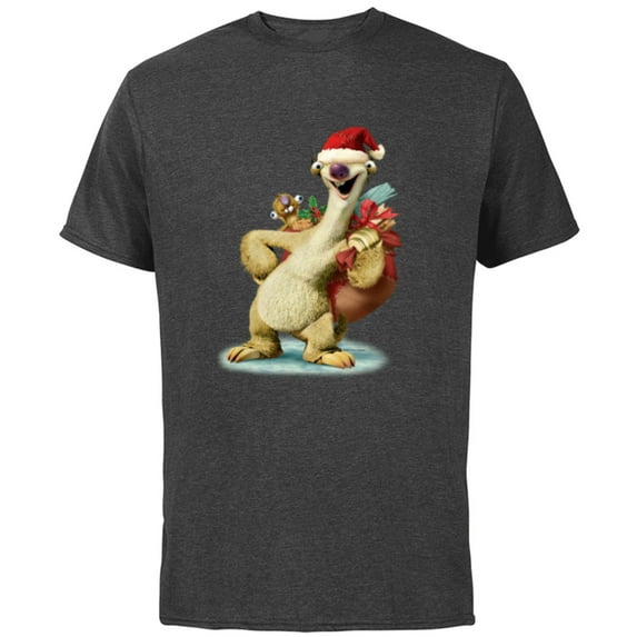 Ice Age Sid Prehistoric Santa for Christmas Holiday - Short Sleeve Cotton T-Shirt for Adults - Customized-Charcoal