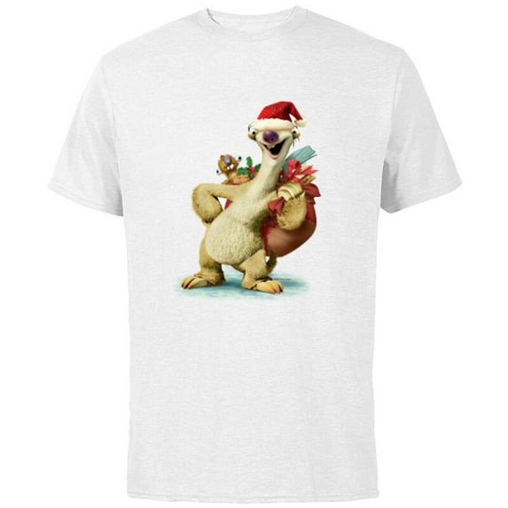 Ice Age Sid Prehistoric Santa for Christmas Holiday - Short Sleeve Cotton T-Shirt for Adults - Customized-White