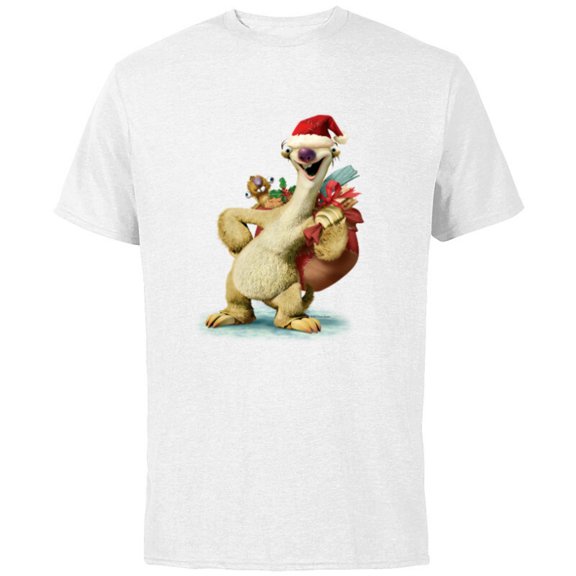 Ice Age Sid Prehistoric Santa for Christmas Holiday - Short Sleeve Cotton T-Shirt for Adults - Customized-White