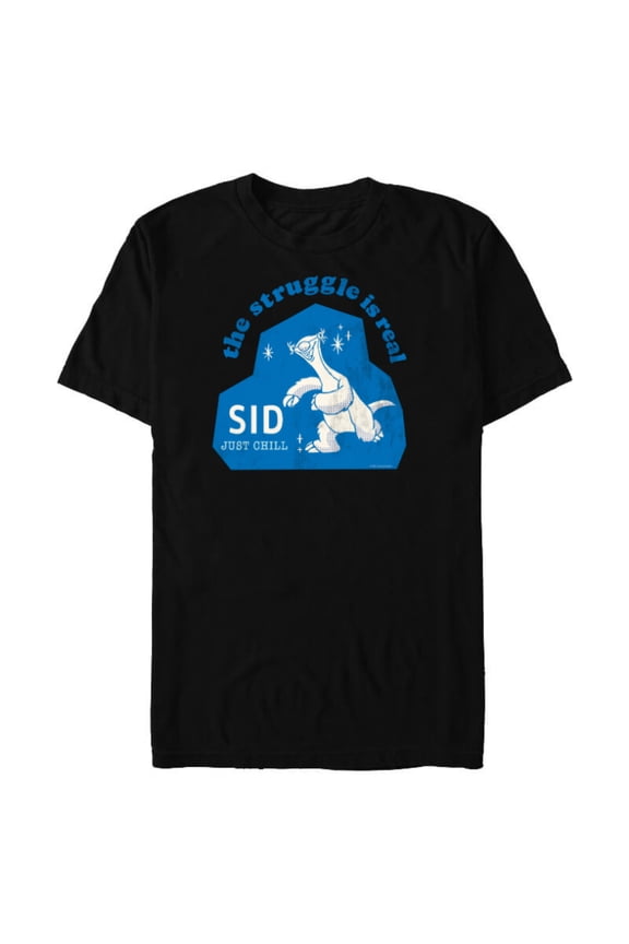 Ice Age Sid The Struggle is Real Just Chill - Short Sleeve Blended T-Shirt for Adults - Customized-Black
