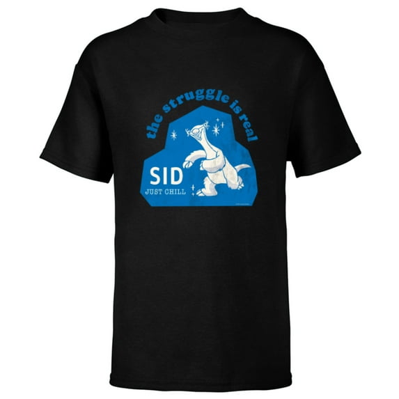 Ice Age Sid The Struggle is Real Just Chill - Short Sleeve T-Shirt for Kids - Customized-Black