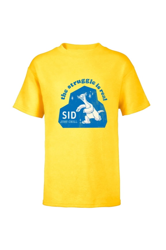 Ice Age Sid The Struggle is Real Just Chill - Short Sleeve T-Shirt for Kids - Customized-Yellow