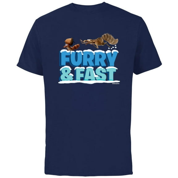 Ice Age The Adventures of Buck Wild Baby Scrat Furry and Fast - Short Sleeve Cotton T-Shirt for Adults - Customized-Navy
