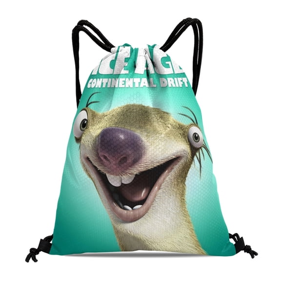 Ice Age-theme Drawstring Backpack Sports Gym Bag Water Resistant String Bag Cinch Bag12"X16"30X40cm