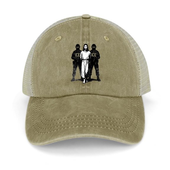 Ice Arresting Jesus Khaki Hat Adjustable Funny Fashion Unisex Baseball Cap for Men Women