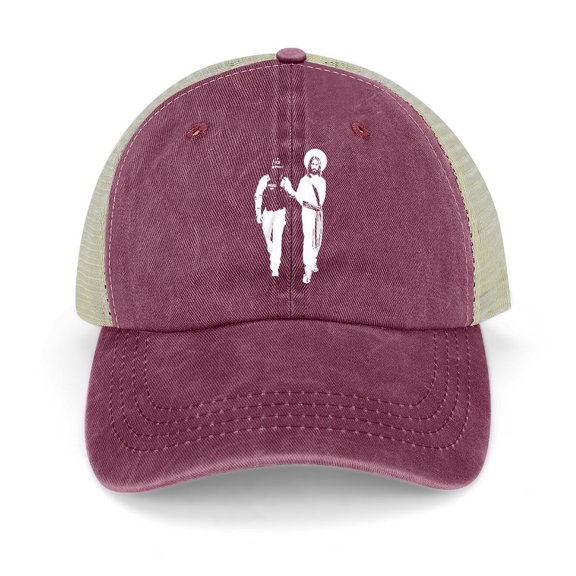Ice Arresting Jesus Wine Red Hat Adjustable Funny Fashion Unisex Baseball Cap for Men Women