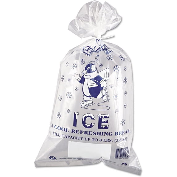 Ice Bag, 11 X 20, 8Lb Capacity, 1.5Mil, Clear/Blue, 1000/Carton